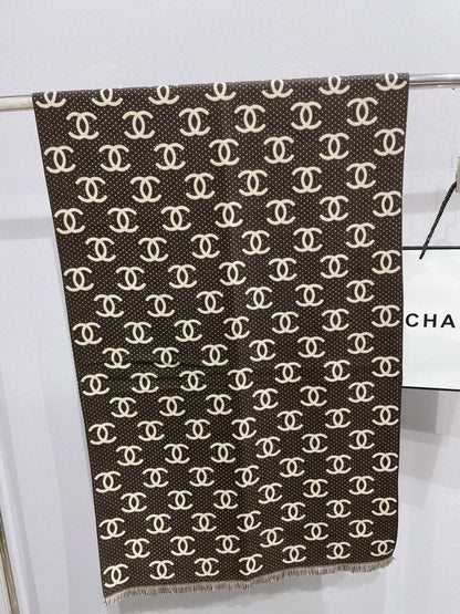 Temperament Logo Jacquard Schal mit kleiner fransiger Kante