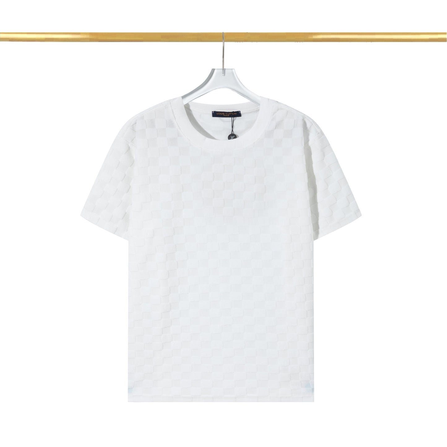 T-Shirt aus Baumwolle mit Schachbrettmuster und erhöhtem Fleece