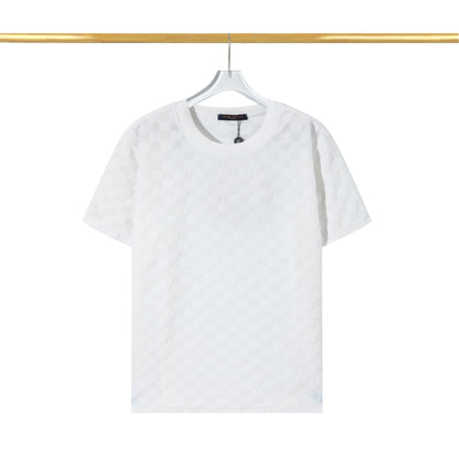 T-Shirt aus Baumwolle mit Schachbrettmuster und erhöhtem Fleece