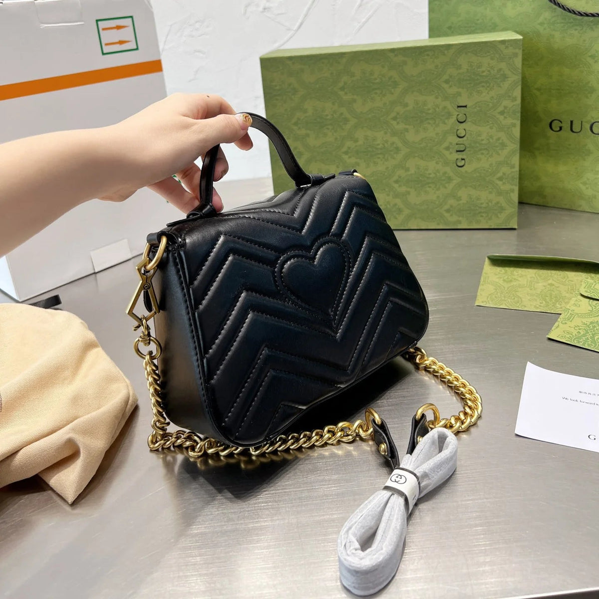 Monogram Flap Chain Mini Handle Bag