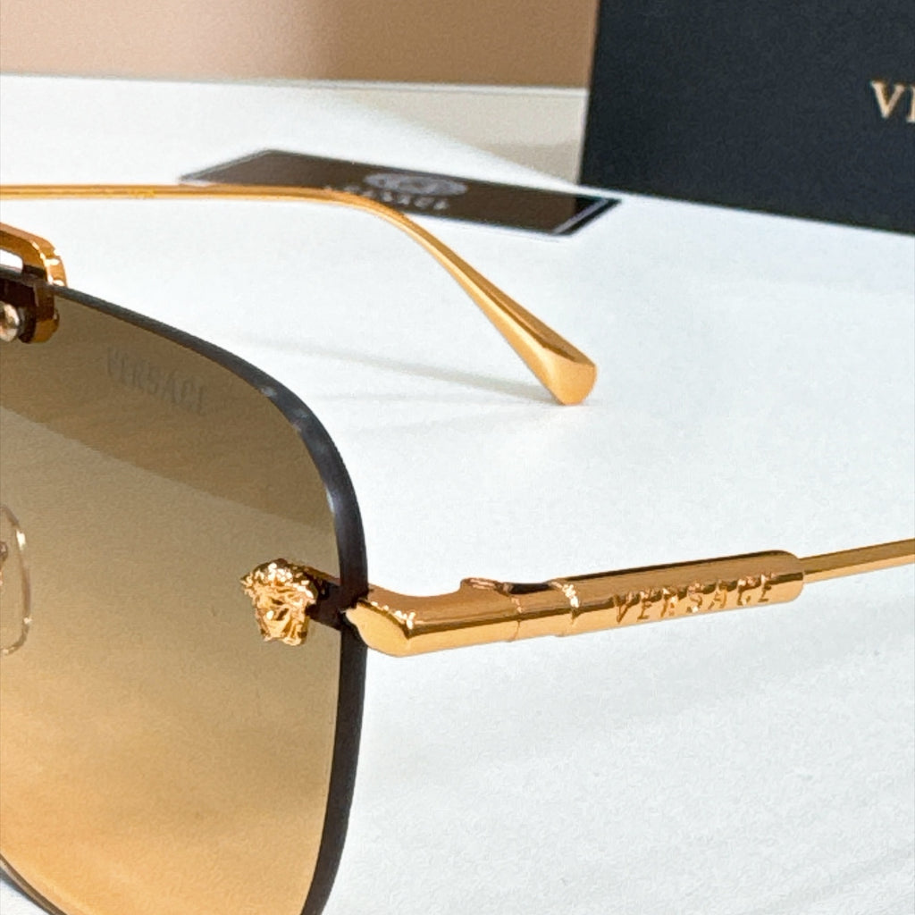 Rimless Double Bridge Sunglasses 6 Style Options Vintage Studded Design Classic Fashion Luxury Look - VE2190