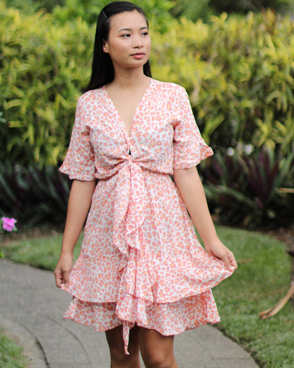Rosa Leoparden-Bella-Minikleid