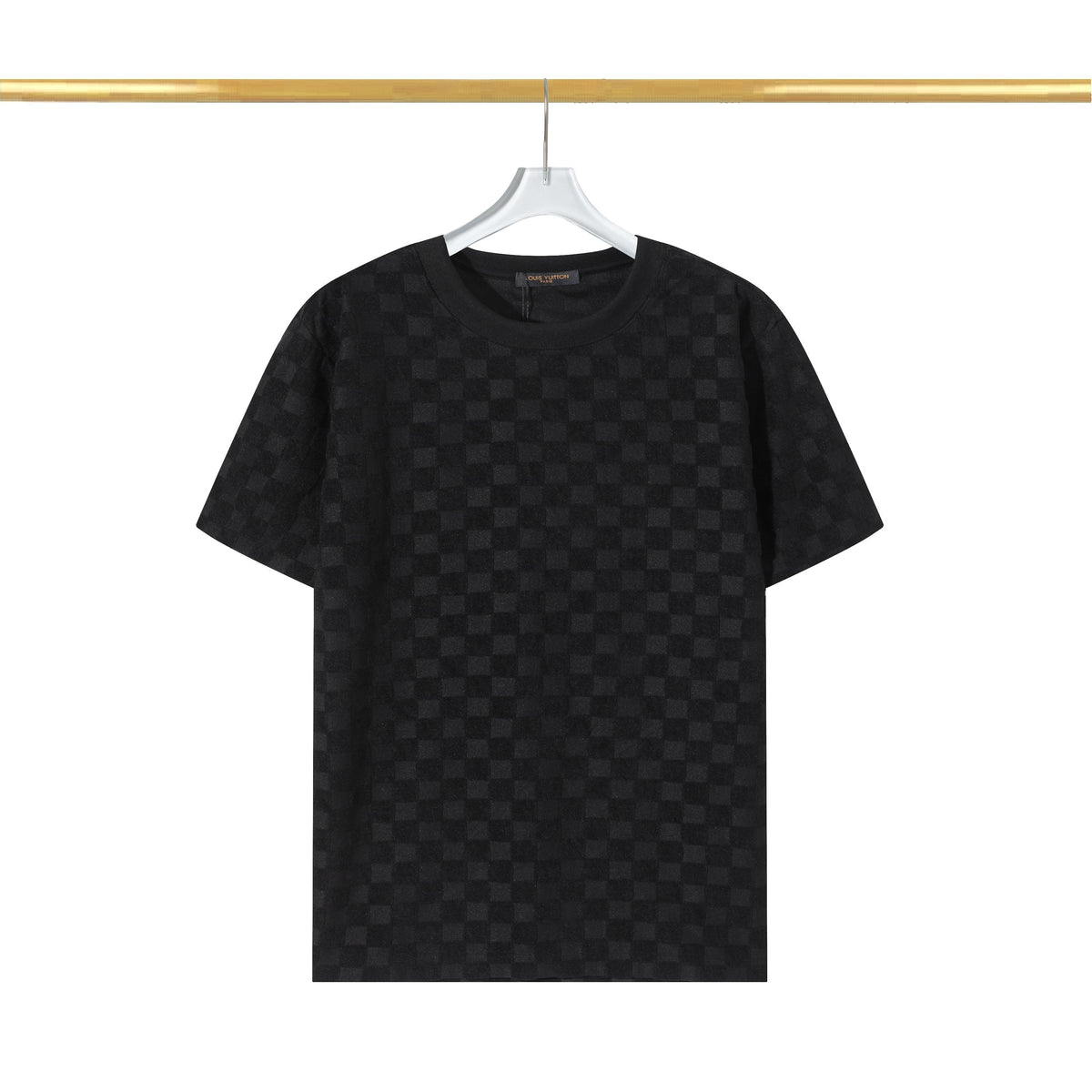 T-Shirt aus Baumwolle mit Schachbrettmuster und erhöhtem Fleece