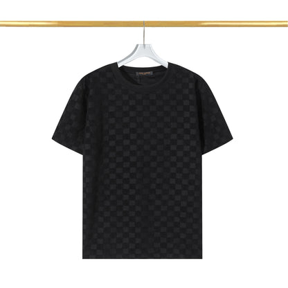 T-Shirt aus Baumwolle mit Schachbrettmuster und erhöhtem Fleece