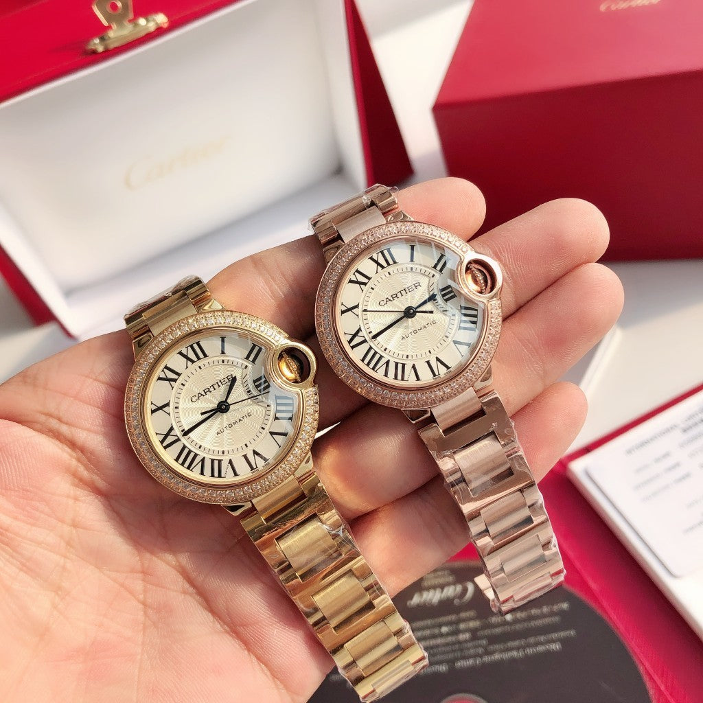 Premium Stainless Steel Mechanical Watch 8 Style Options Crystal Bezel Roman Numeral Design Luxury Look