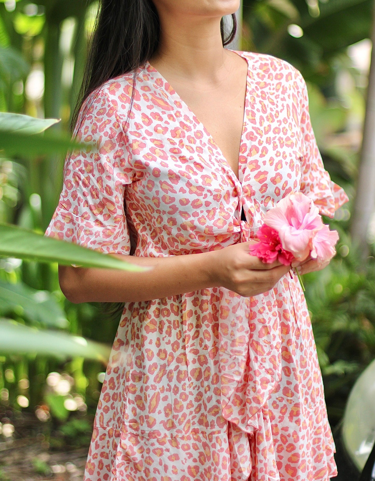 Rosa Leoparden-Bella-Minikleid