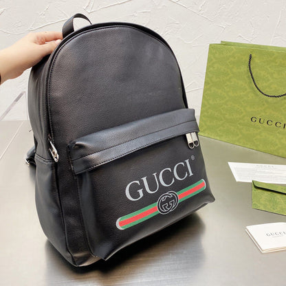 Leather Printed Backpack