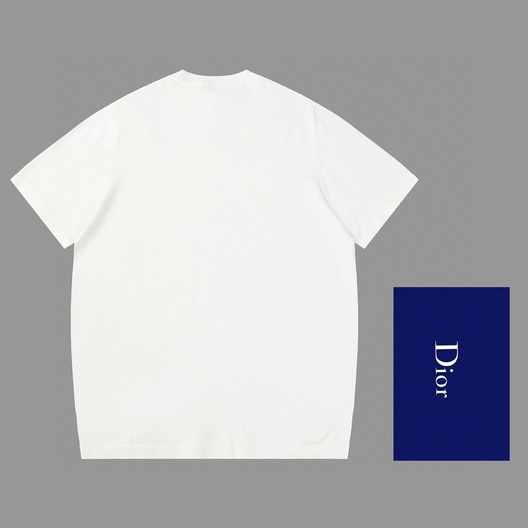 0528 Jacquard klassisches Woll-T-Shirt mit kurzen Ärmeln und Schriftzug