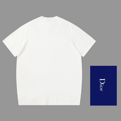 0528 Jacquard klassisches Woll-T-Shirt mit kurzen Ärmeln und Schriftzug