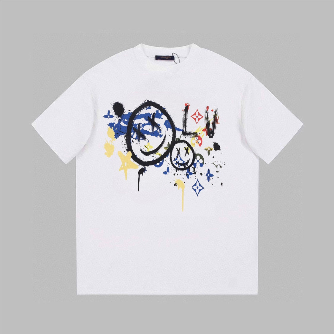 Smiley-T-Shirt mit chaotischem Aufdruck