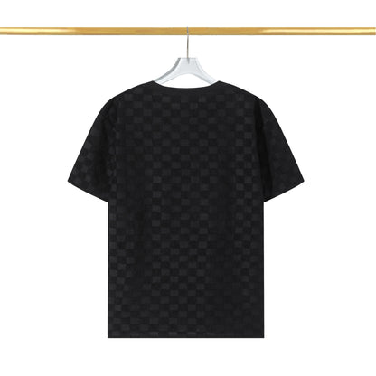 T-Shirt aus Baumwolle mit Schachbrettmuster und erhöhtem Fleece