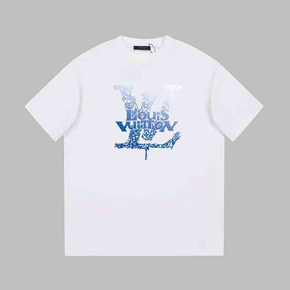 Blaues T-Shirt mit verrücktem Aufdruck