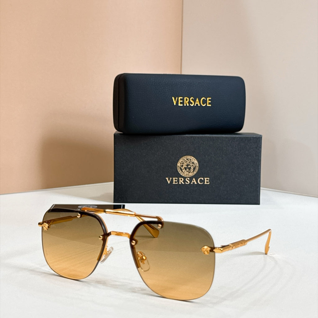 Rimless Double Bridge Sunglasses 6 Style Options Vintage Studded Design Classic Fashion Luxury Look - VE2190