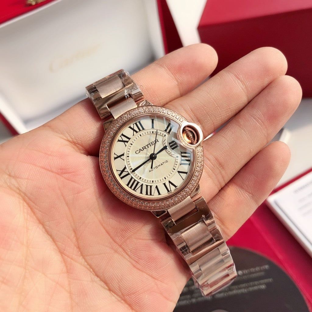 Premium Stainless Steel Mechanical Watch 8 Style Options Crystal Bezel Roman Numeral Design Luxury Look