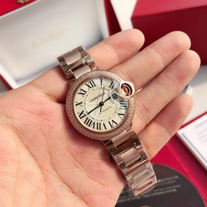 Premium Stainless Steel Mechanical Watch 8 Style Options Crystal Bezel Roman Numeral Design Luxury Look