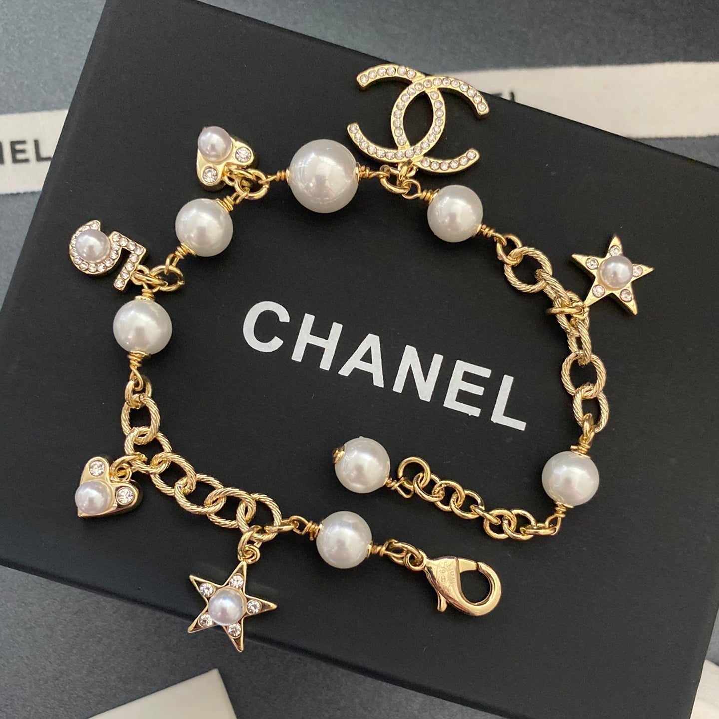 Stern Herz Perlenanhänger Armband