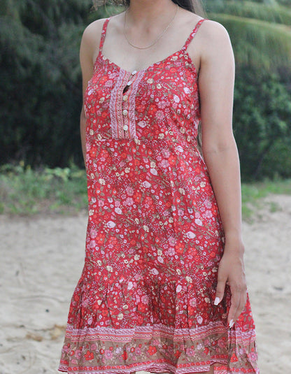 Ruby Wild Flower Kurzes Trägerkleid