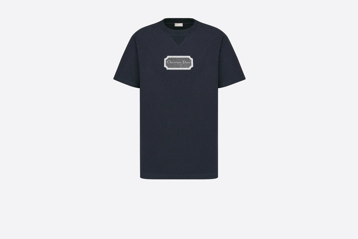 Rechteckiges T-Shirt mit Markenprint und Rundhalsausschnitt