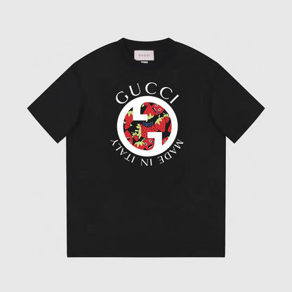Rundes T-Shirt mit Aufdruck, Made in Italy