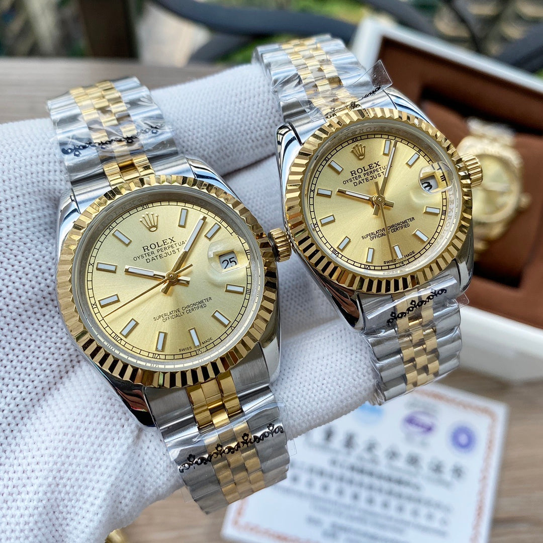 4-Style Luxury Collection (Silver, Two-Tone & Gold-Tone), Elegant Roman Numerals & Fluted Bezel