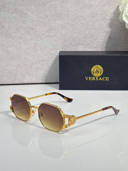 Retro Octagonal Metal Frame Sunglasses - VE7223