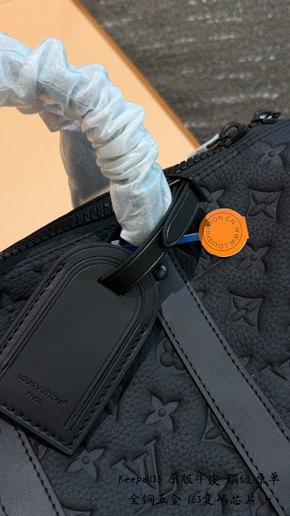Black Embossed Leather Mini Travel Bag