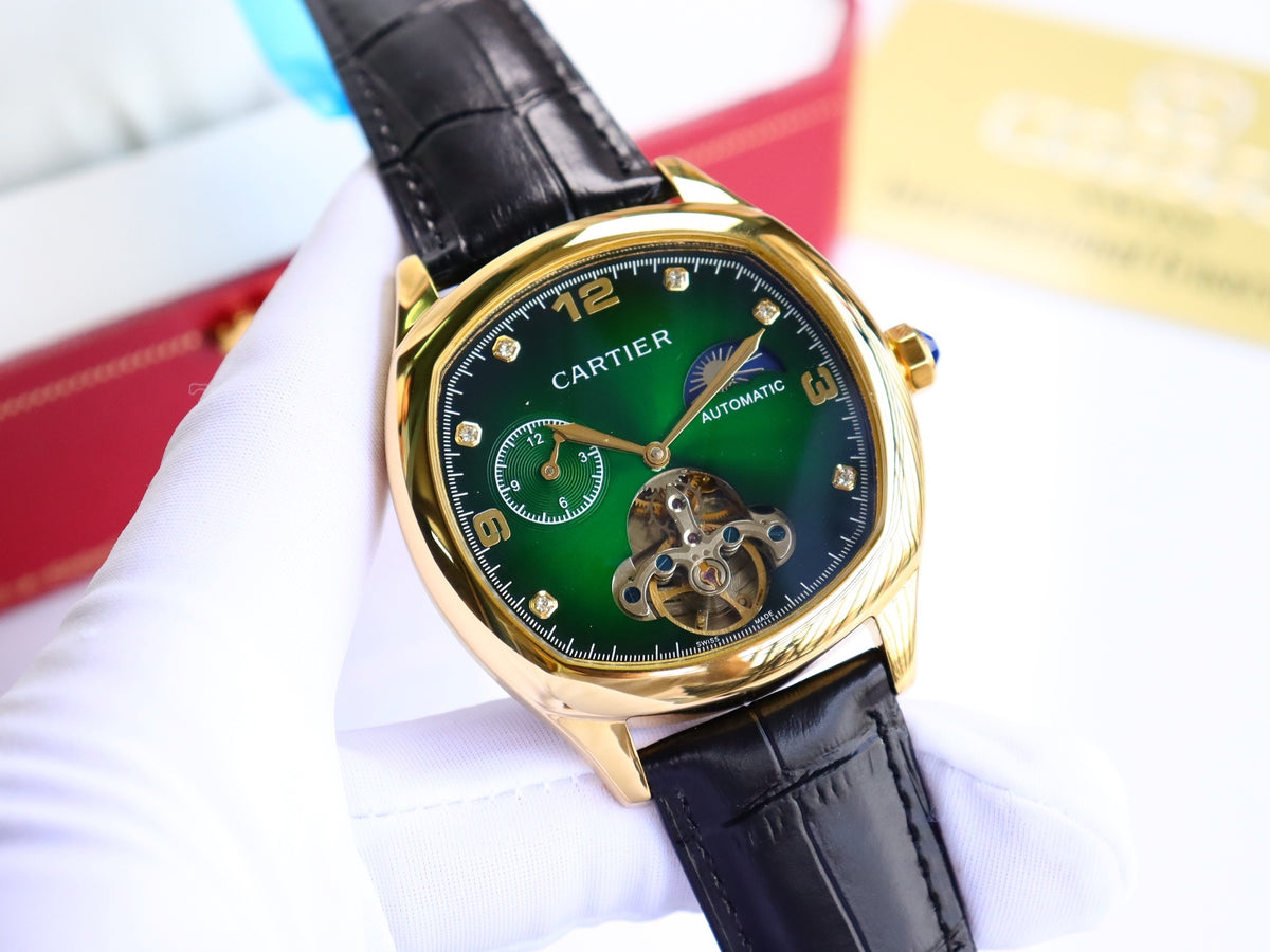 Premium Stainless Steel Mechanical Watch 7 Style Options Moon Phase Skeleton Design Luxury Look