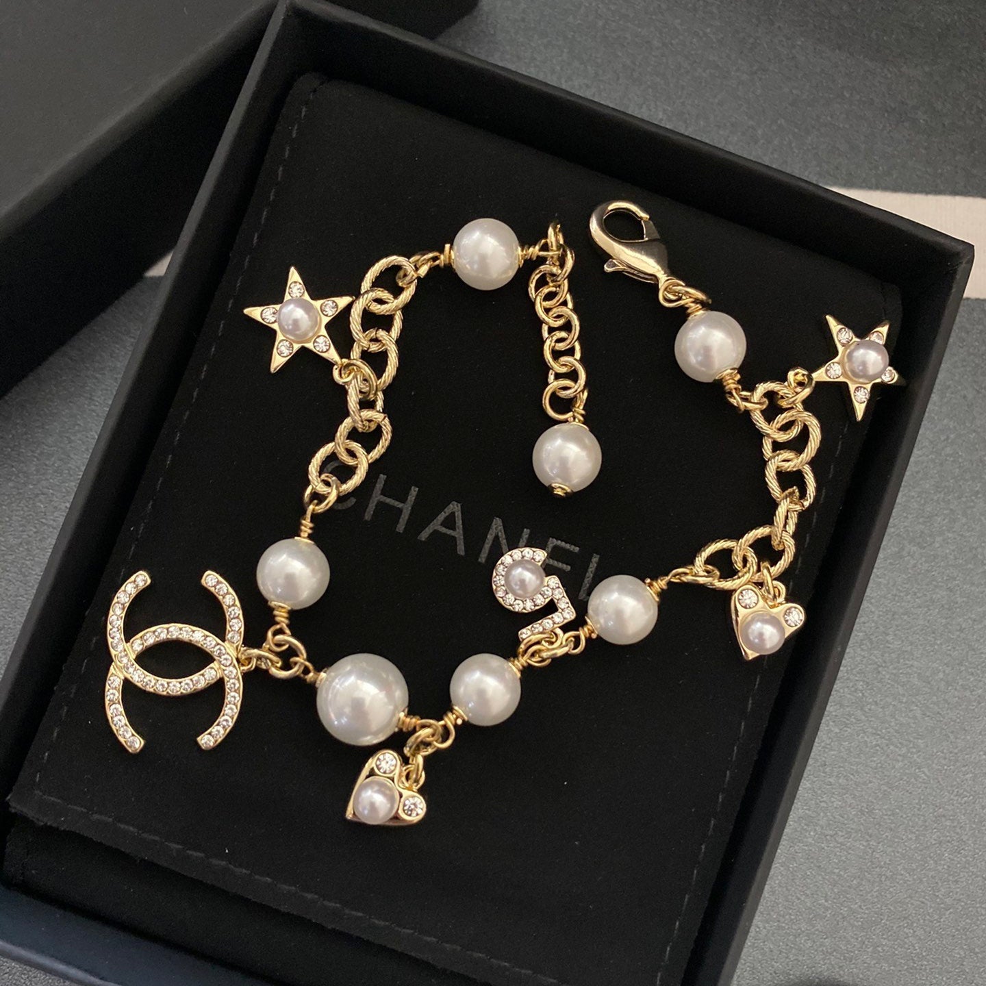 Stern Herz Perlenanhänger Armband