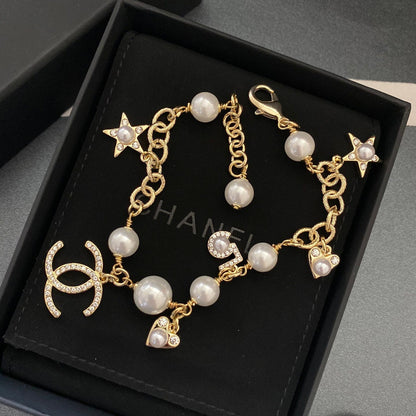 Stern Herz Perlenanhänger Armband