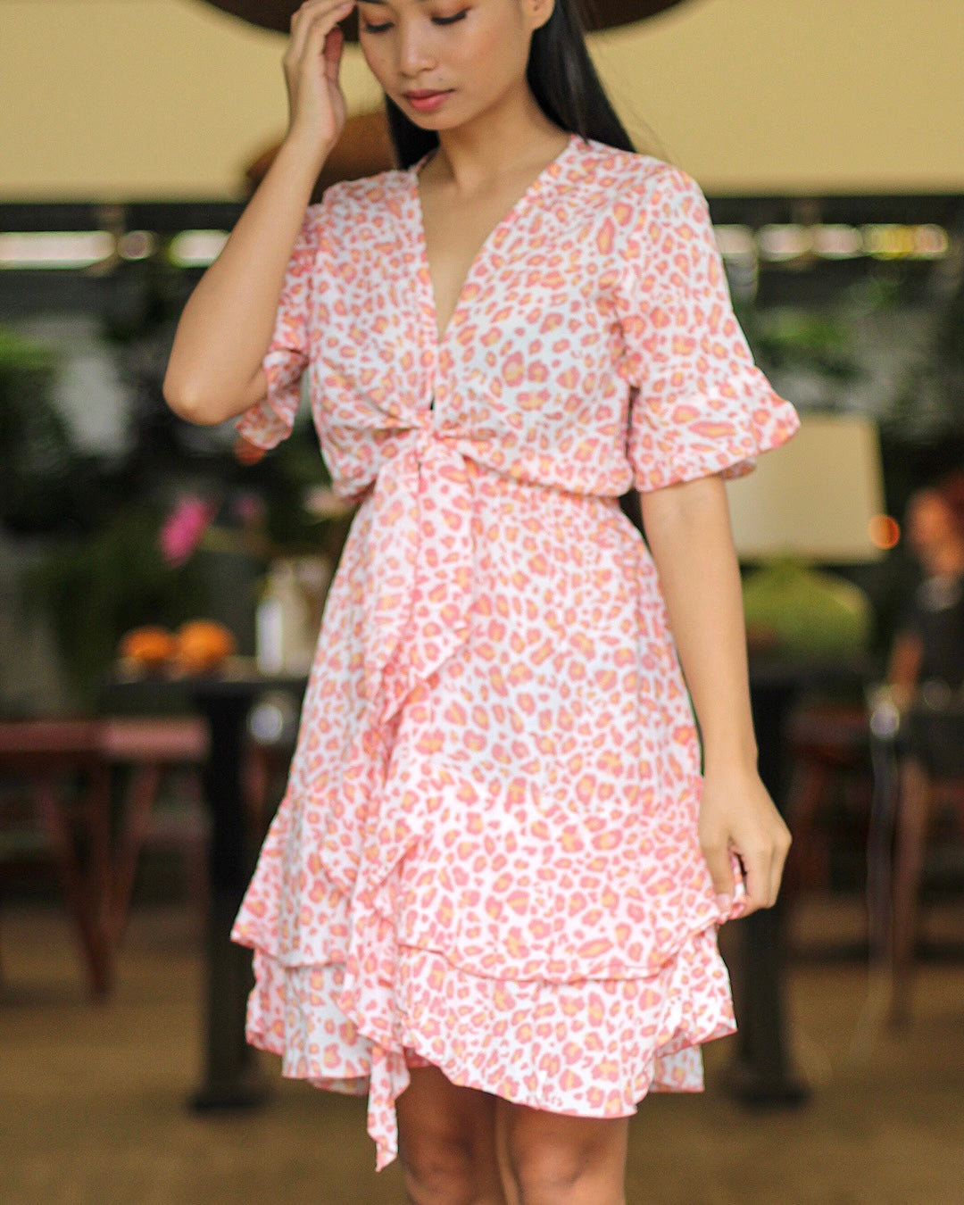 Rosa Leoparden-Bella-Minikleid
