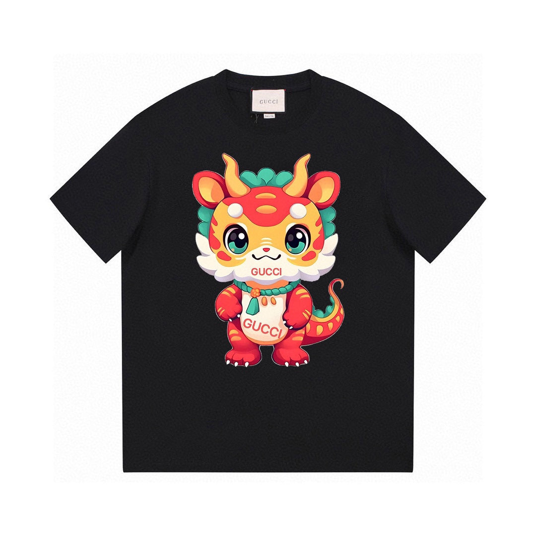 T-Shirt mit Cartoon-Drachenkopf-Print
