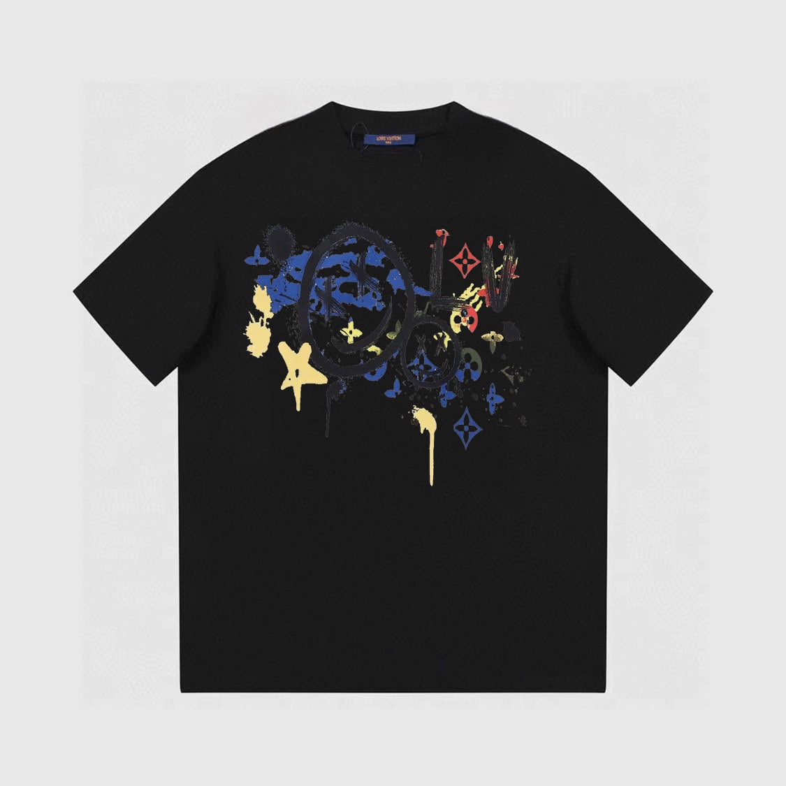 Smiley-T-Shirt mit chaotischem Aufdruck