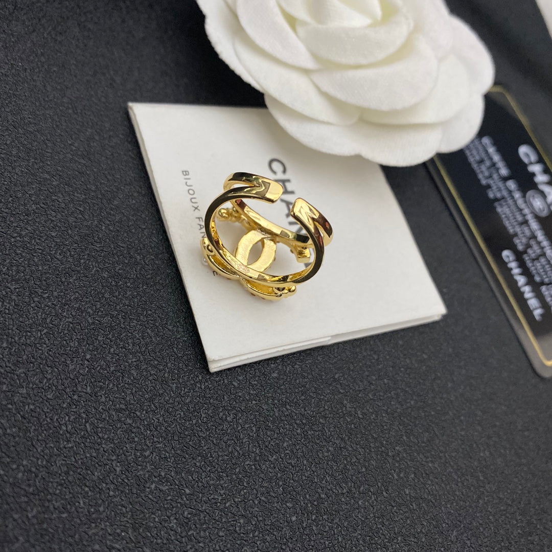 Eleganter Diamant-Perlen-Offener Ring