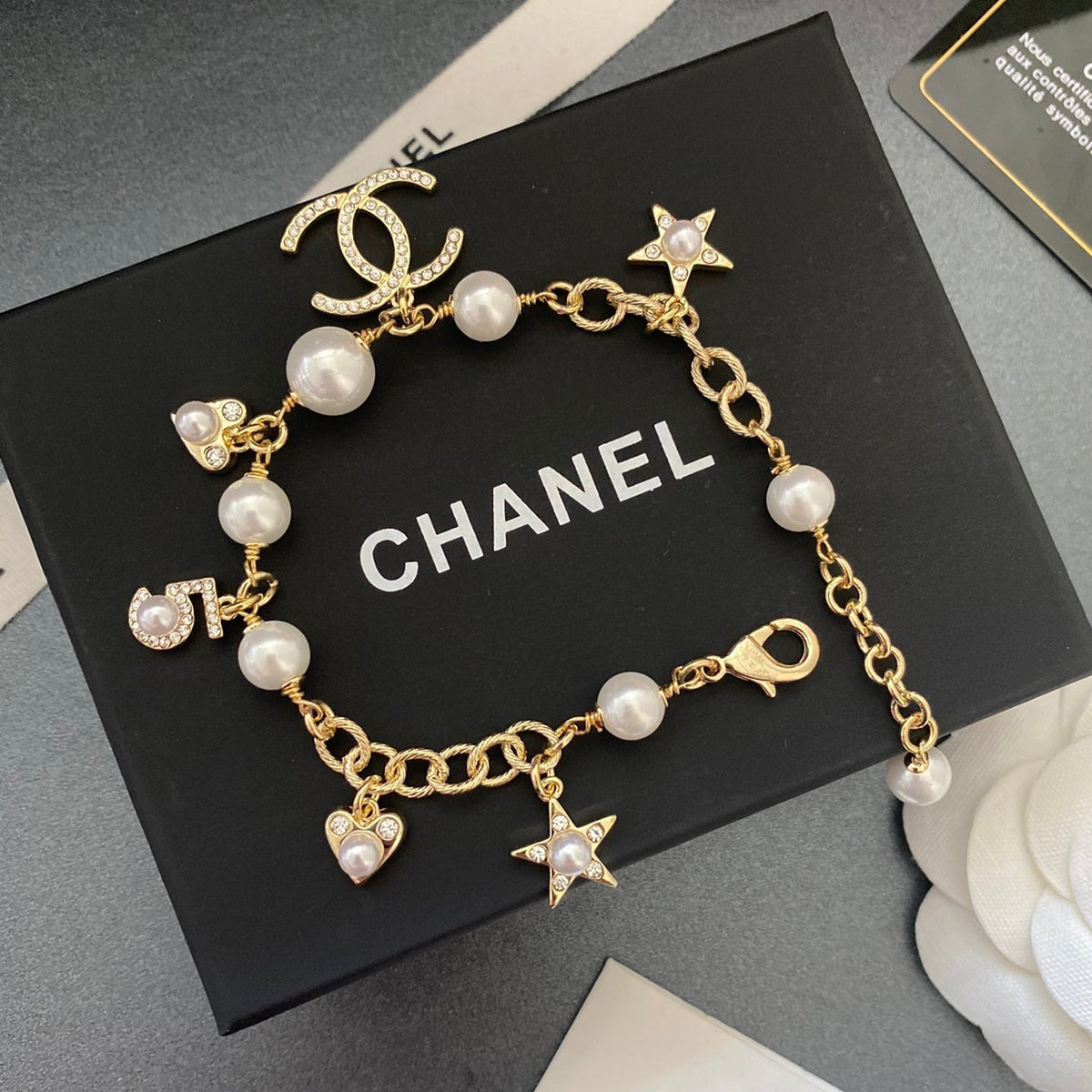 Stern Herz Perlenanhänger Armband