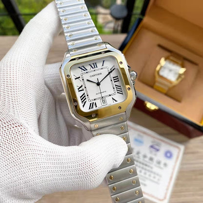 Steel Mechanical Watch 18 Style Options Classic Square Roman Numeral Design Luxury Look