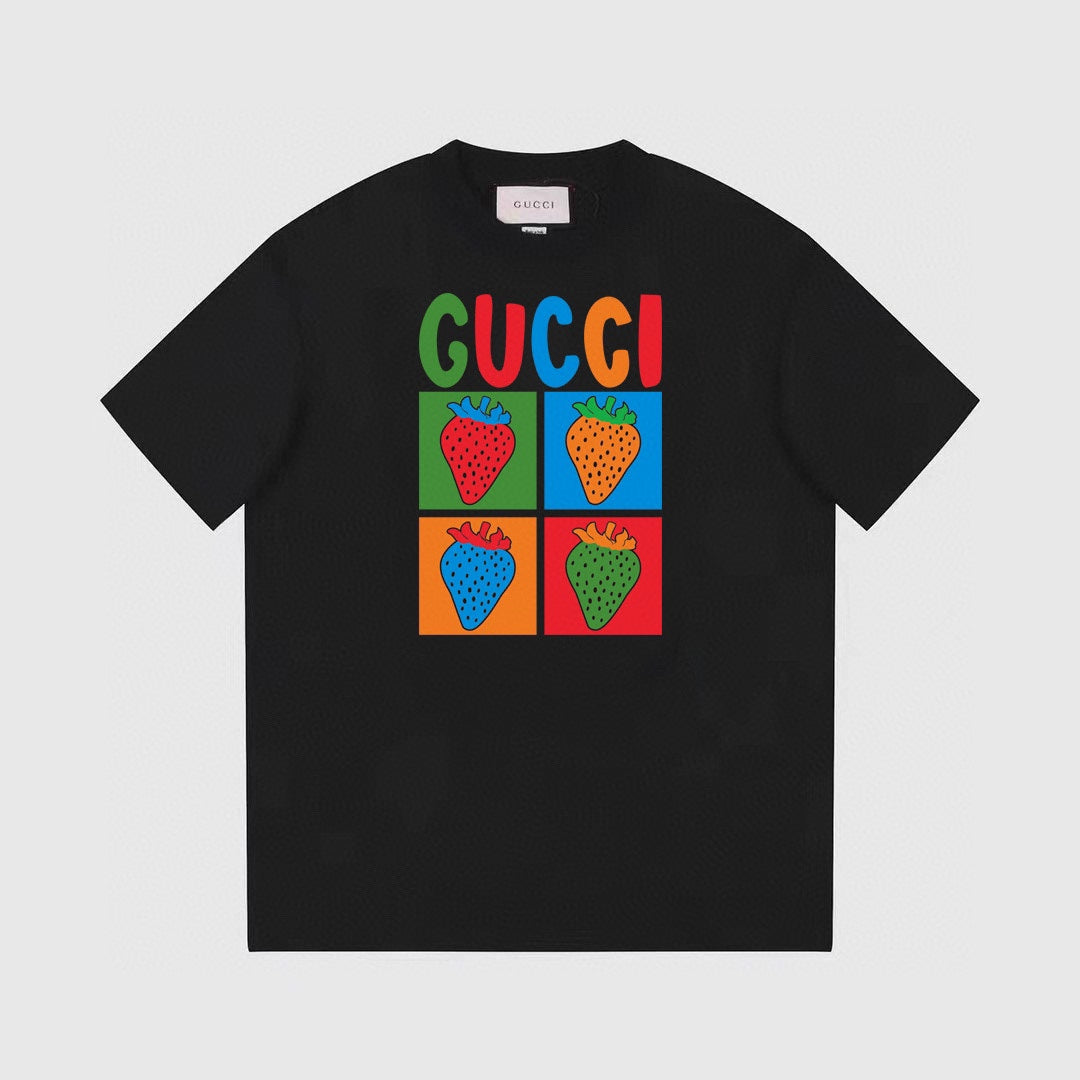 Vier-Gitter-T-Shirt mit Erdbeerdruck