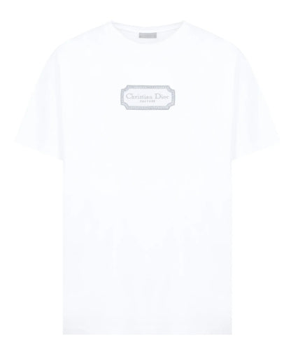 Rechteckiges T-Shirt mit Markenprint und Rundhalsausschnitt