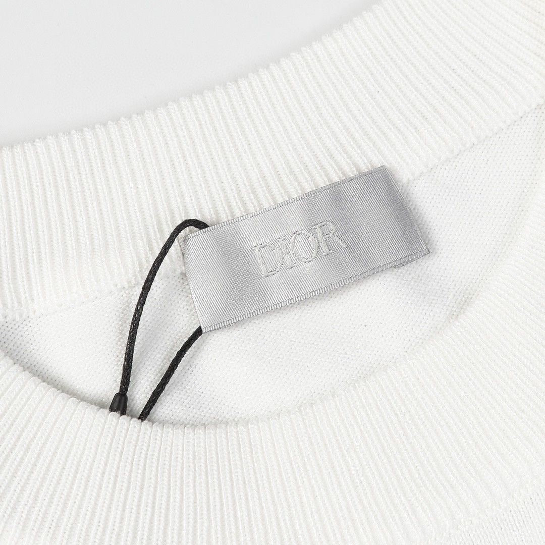 0528 Jacquard klassisches Woll-T-Shirt mit kurzen Ärmeln und Schriftzug