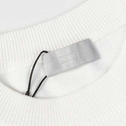 0528 Jacquard klassisches Woll-T-Shirt mit kurzen Ärmeln und Schriftzug
