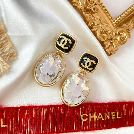 Ovale Vintage-Diamant-Ohrhänger