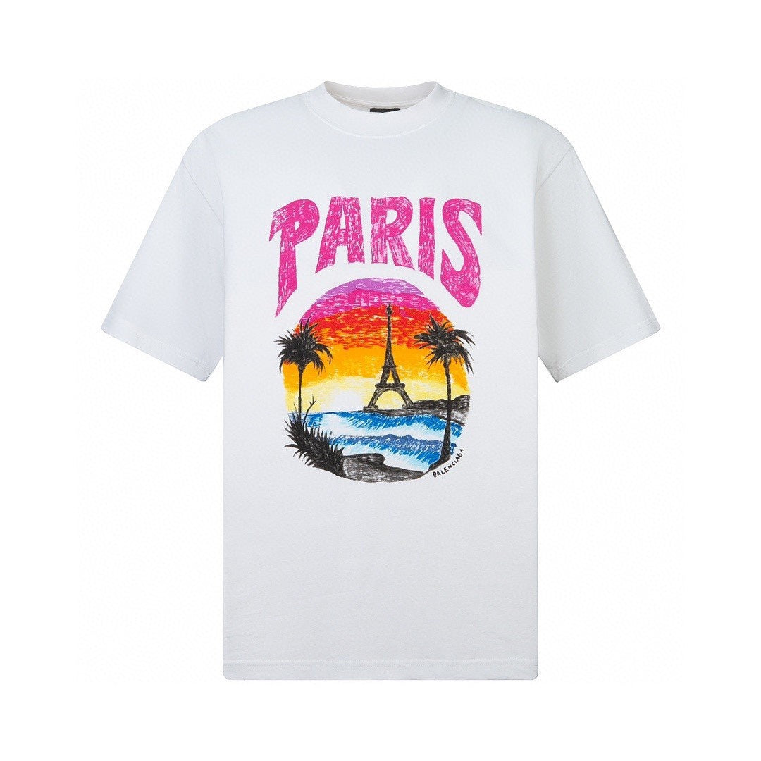 Bedrucktes T-Shirt mit Pariser Landschaftsmotiv