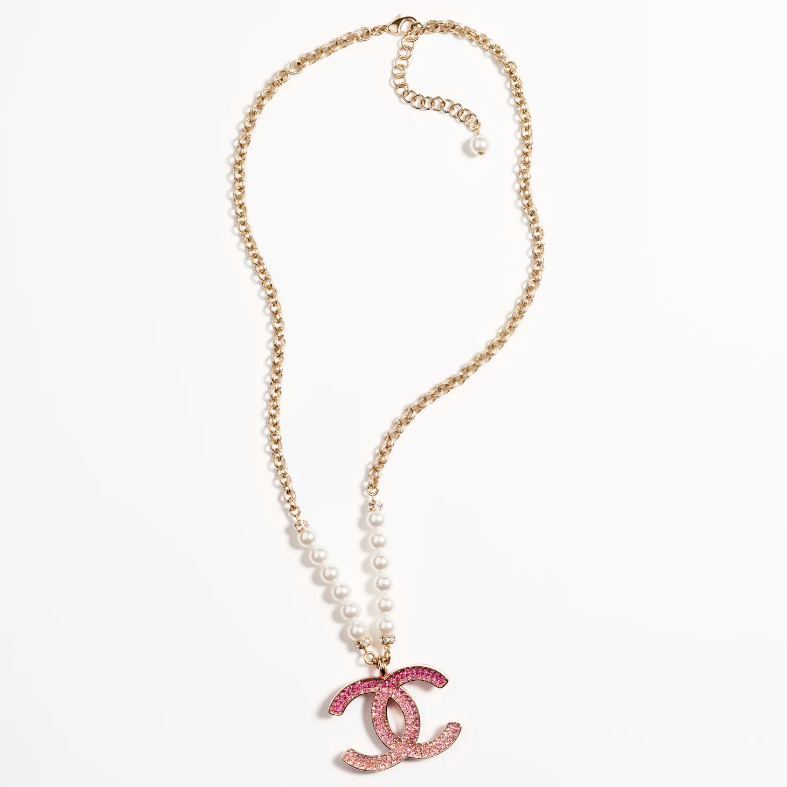 Halskette mit Pink Diamond Logo und Perlen