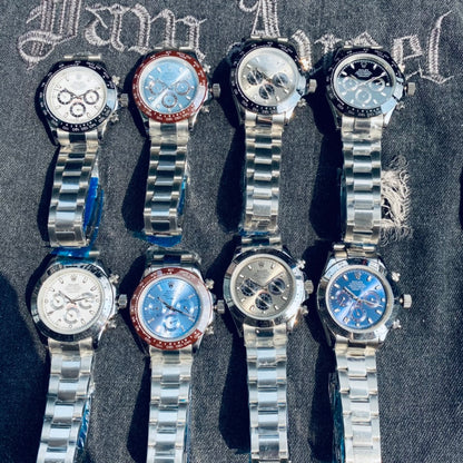 Premium Stainless Steel Mechanical Chronograph Watch 8 Color Options Classic Sport Luxury Style