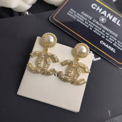 Vintage-Perlen-Diamant-Ohrhänger