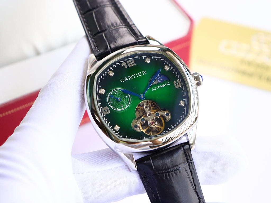 Premium Stainless Steel Mechanical Watch 7 Style Options Moon Phase Skeleton Design Luxury Look