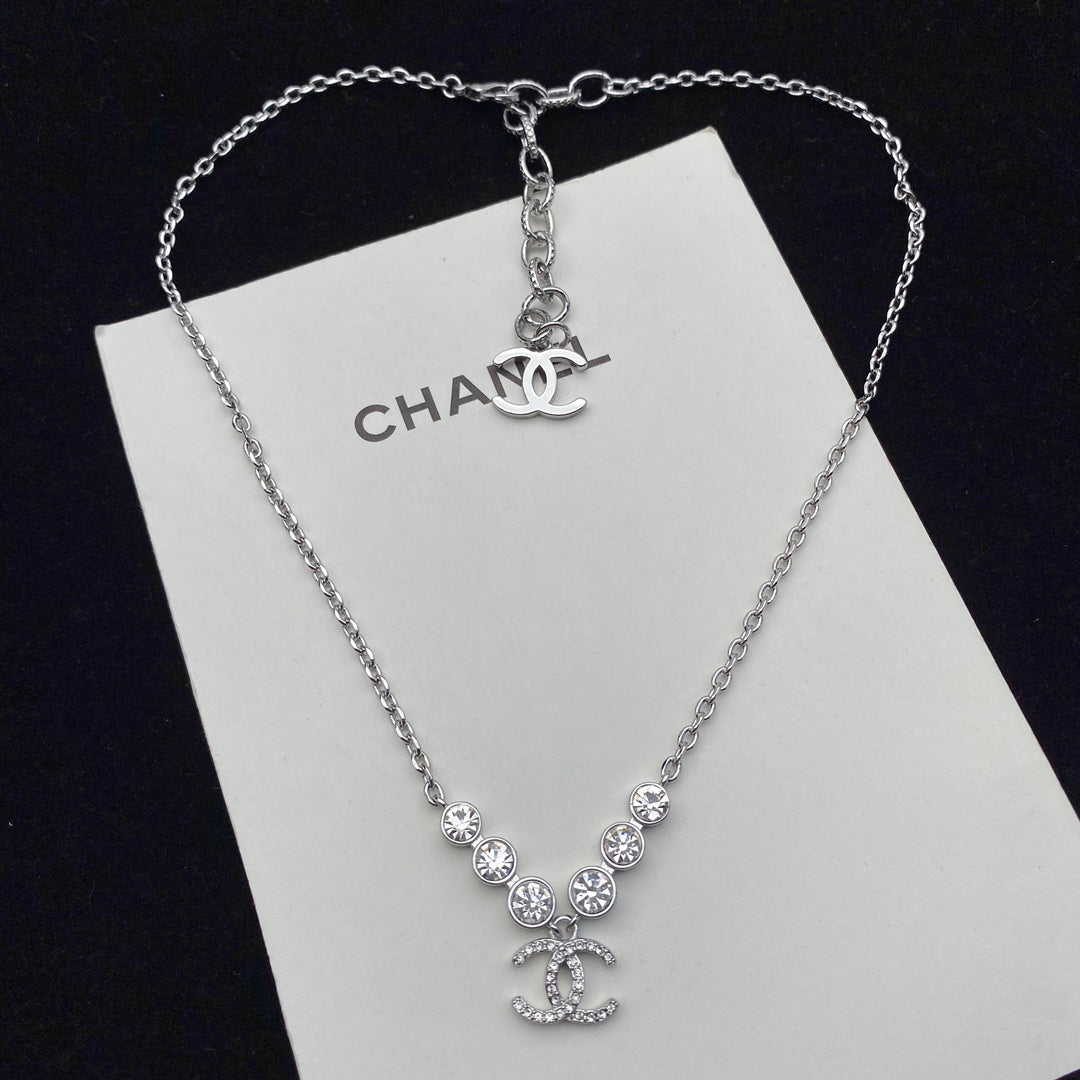 Kristall-Diamant-Ohrringe-Halsketten-Set