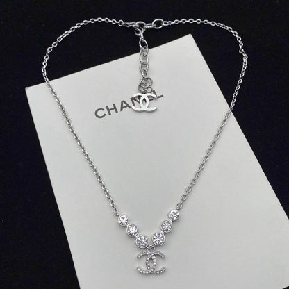 Kristall-Diamant-Ohrringe-Halsketten-Set