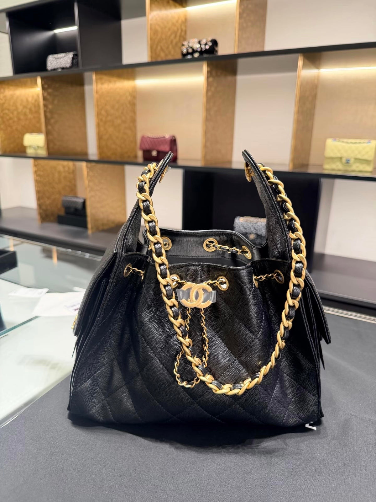 Black Quilted Leather Shoulder Bag 🖤