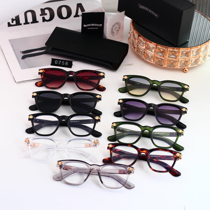Retro Square Acetate Frame Sunglasses - 0758