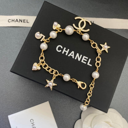 Stern Herz Perlenanhänger Armband